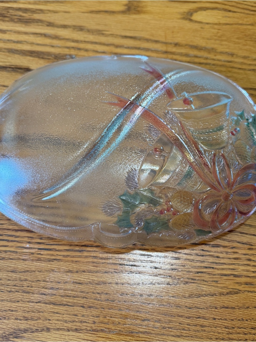Vintage Mikasa Holiday Bells Textured Crystal Divided Relish Dish - Picture 4 of 9